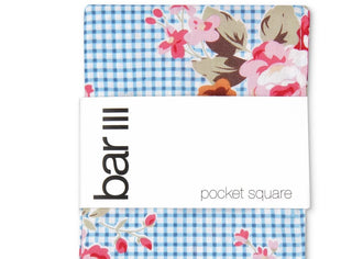 Bar III Men's Blossom Gingham Pocket Square Navy Size Regular