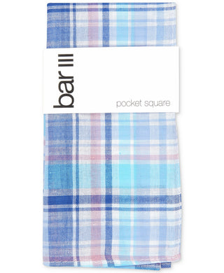 Bar III Men's Owens Plaid Pocket Square Navy Size Regular