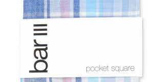 Bar III Men's Owens Plaid Pocket Square Navy Size Regular