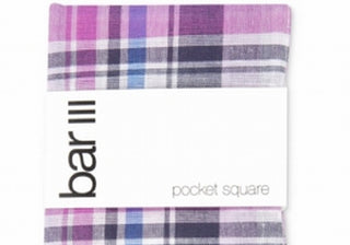 Bar III Men's Owens Plaid Pocket Square  Purple Size Regular