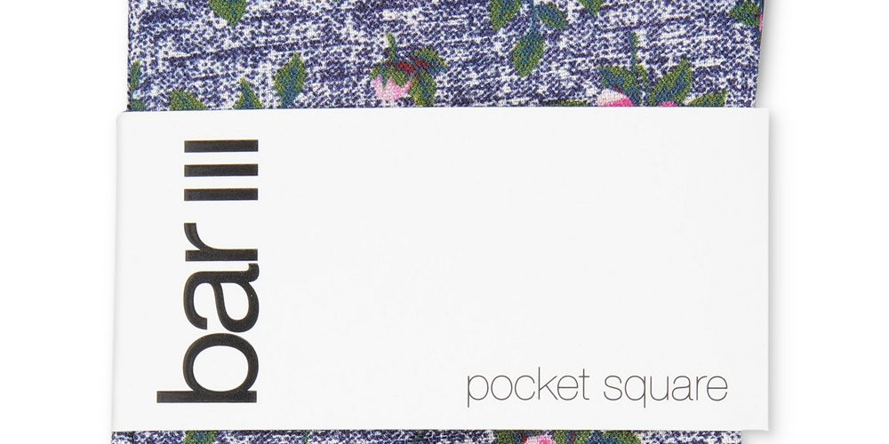 Bar III Men's Landell Floral Pocket Square Pink Size Regular