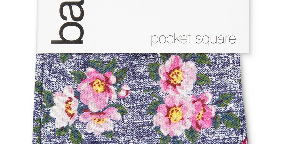 Bar III Men's Landell Floral Pocket Square Pink Size Regular