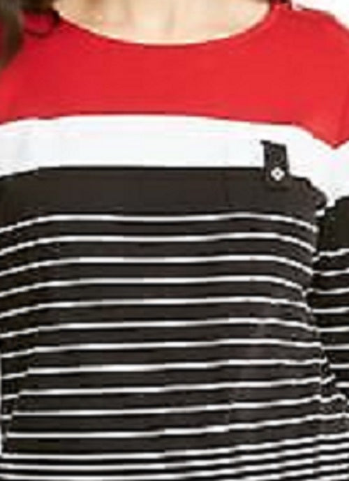Karen Scott Women's Sport Colorblocked Button-Shoulder Top Bright Red Size Small
