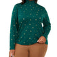 Karen Scott Women's  Plus Size Tree Printed Mock-Neck Top Bright Green Size 3X