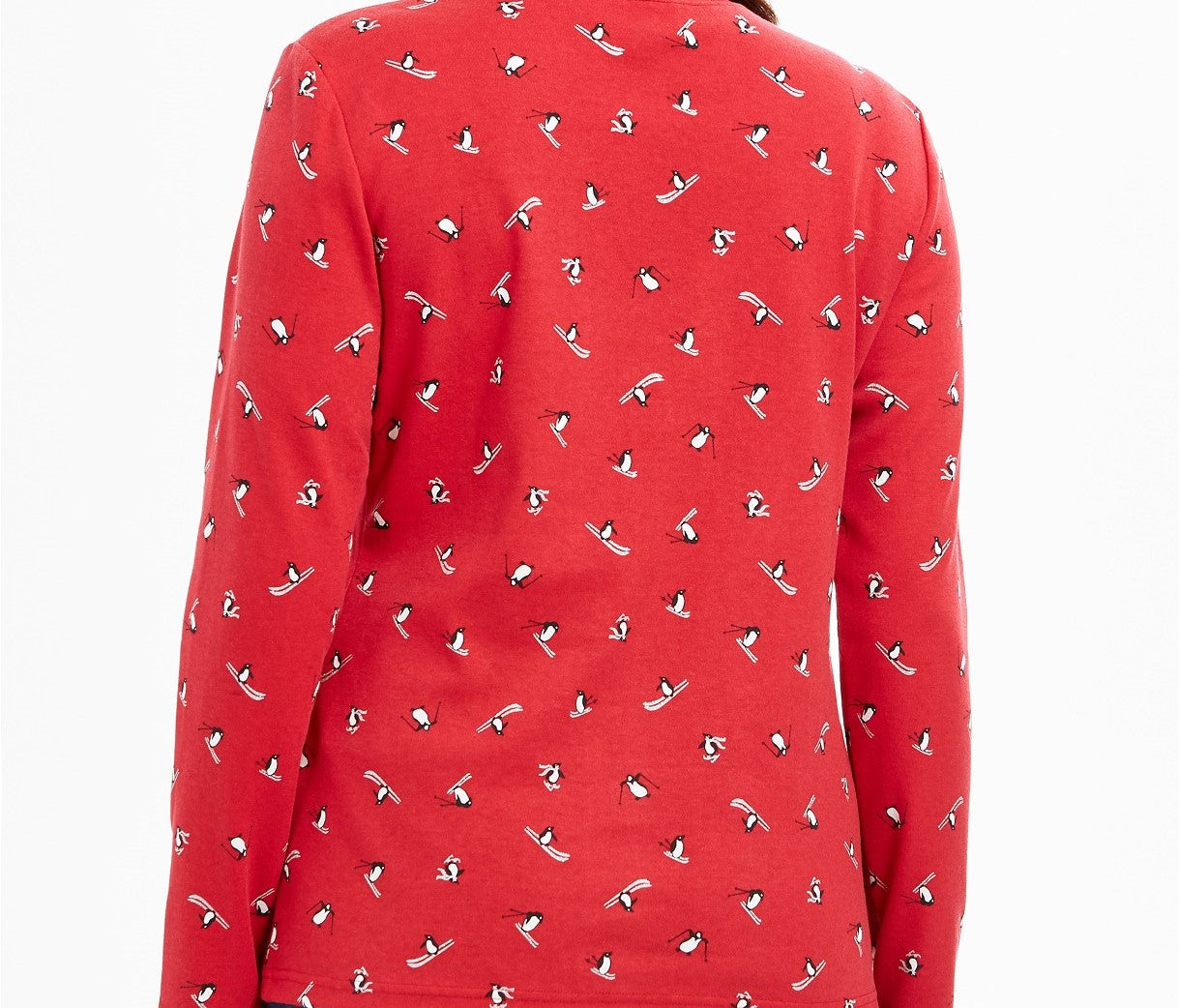 Karen Scott Women's Skiing Penguins Printed Mock-Neck Top Bright Red Size XX Large