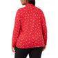 Karen Scott Women's Printed Mock-Neck Top Bright Red Size X-Large