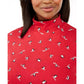 Karen Scott Women's Printed Mock-Neck Top Bright Red Size X-Large