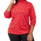 Karen Scott Women's Plus Size Skiing Penguins Printed Mock-Neck Top  Bright Red Size 1X