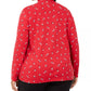 Karen Scott Women's Plus Size Skiing Penguins Printed Mock-Neck Top  Bright Red Size 1X