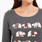 Karen Scott Women's Polar Parade Embellished Cotton Top Charcoal Size Medium