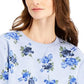 Karen Scott Women's Blossom Dream Printed Sweatshirt Blue Size Medium