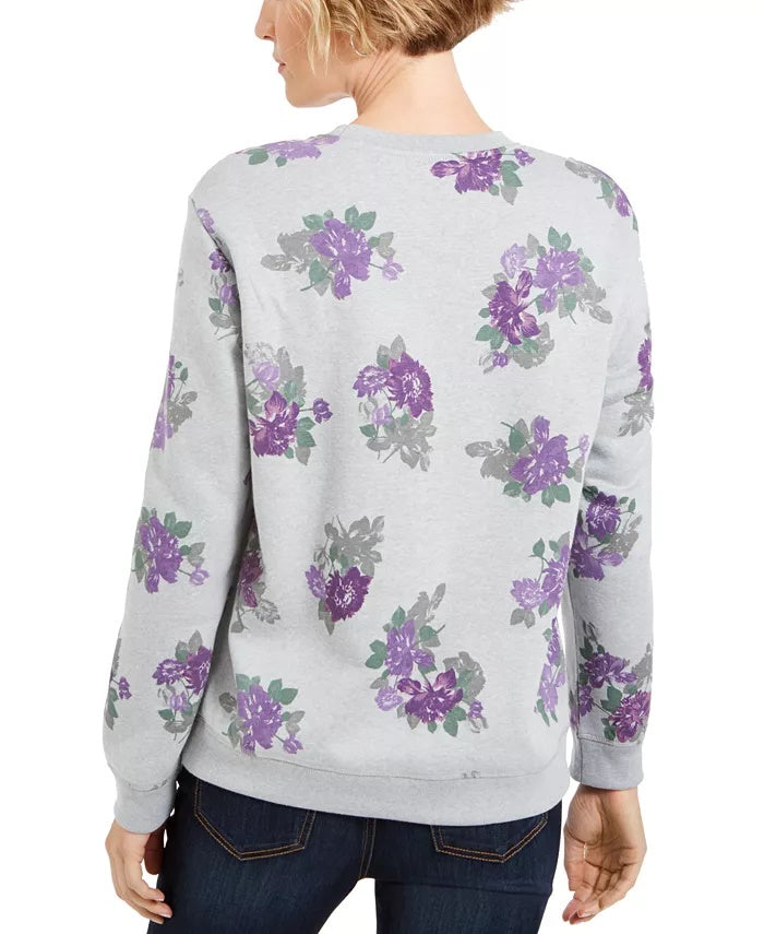 Karen Scott Women's Floral-Print Sweatshirt Gray Size Extra Large