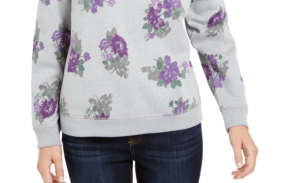 Karen Scott Women's Floral-Print Sweatshirt Cassis Size Large
