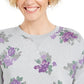 Karen Scott Women's Floral-Print Sweatshirt Gray Size Small