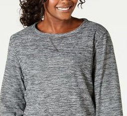 Karen Scott Women's Sport Space-Dye Microfleece Top  Black Size Small