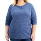 Karen Scott Women's Sport Space-Dye Microfleece Top Blue Size XX-Large