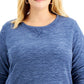 Karen Scott Women's Sport Space-Dye Microfleece Top Blue Size XX-Large