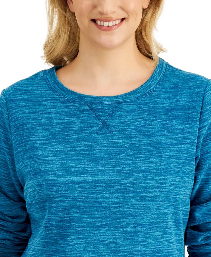 Karen Scott Women's Sport Space-Dye Microfleece Top  Black Size Small