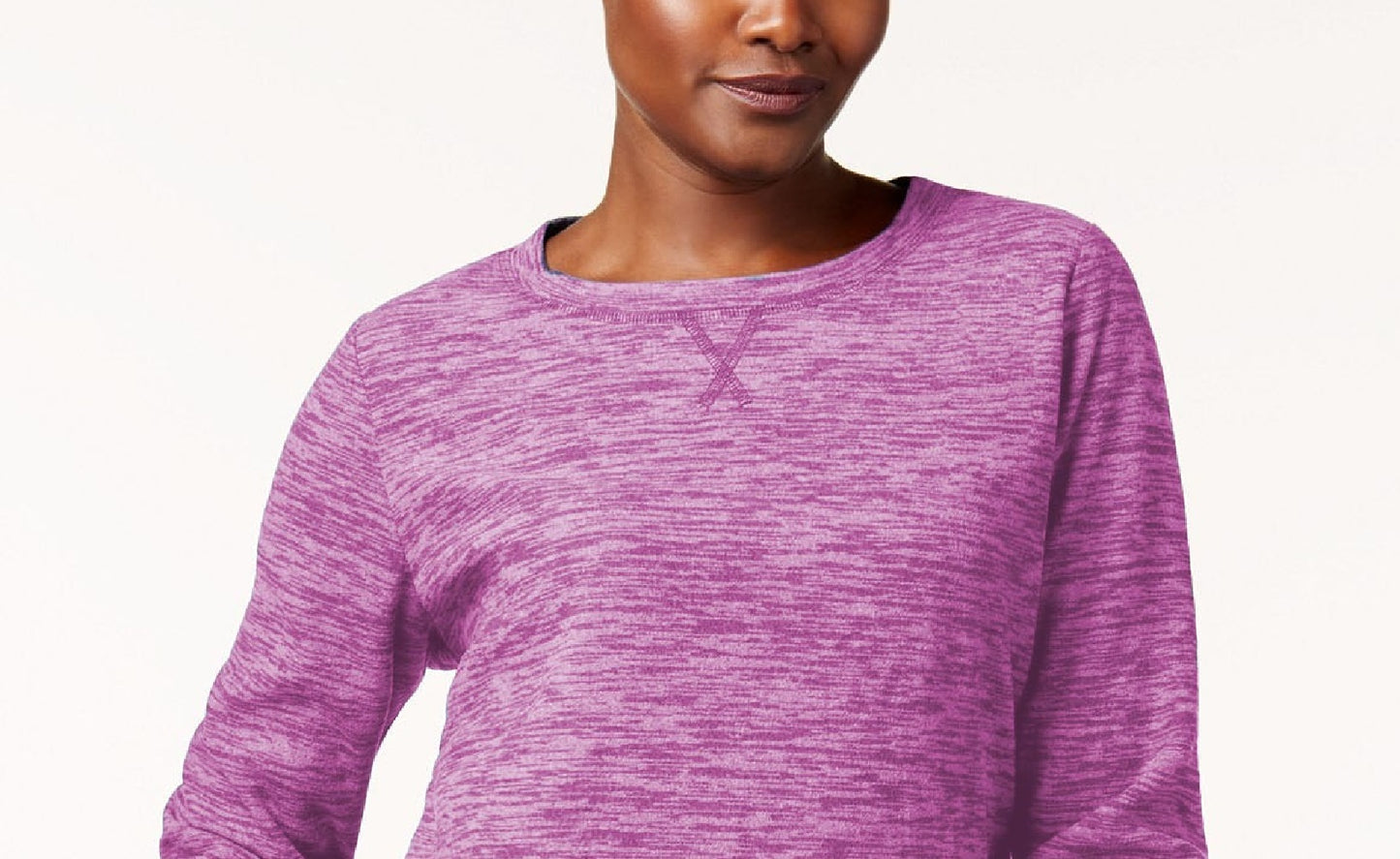 Karen Scott Women's Microfleece Spacedye Crew-Neck Sweatshirt Purple Size Large
