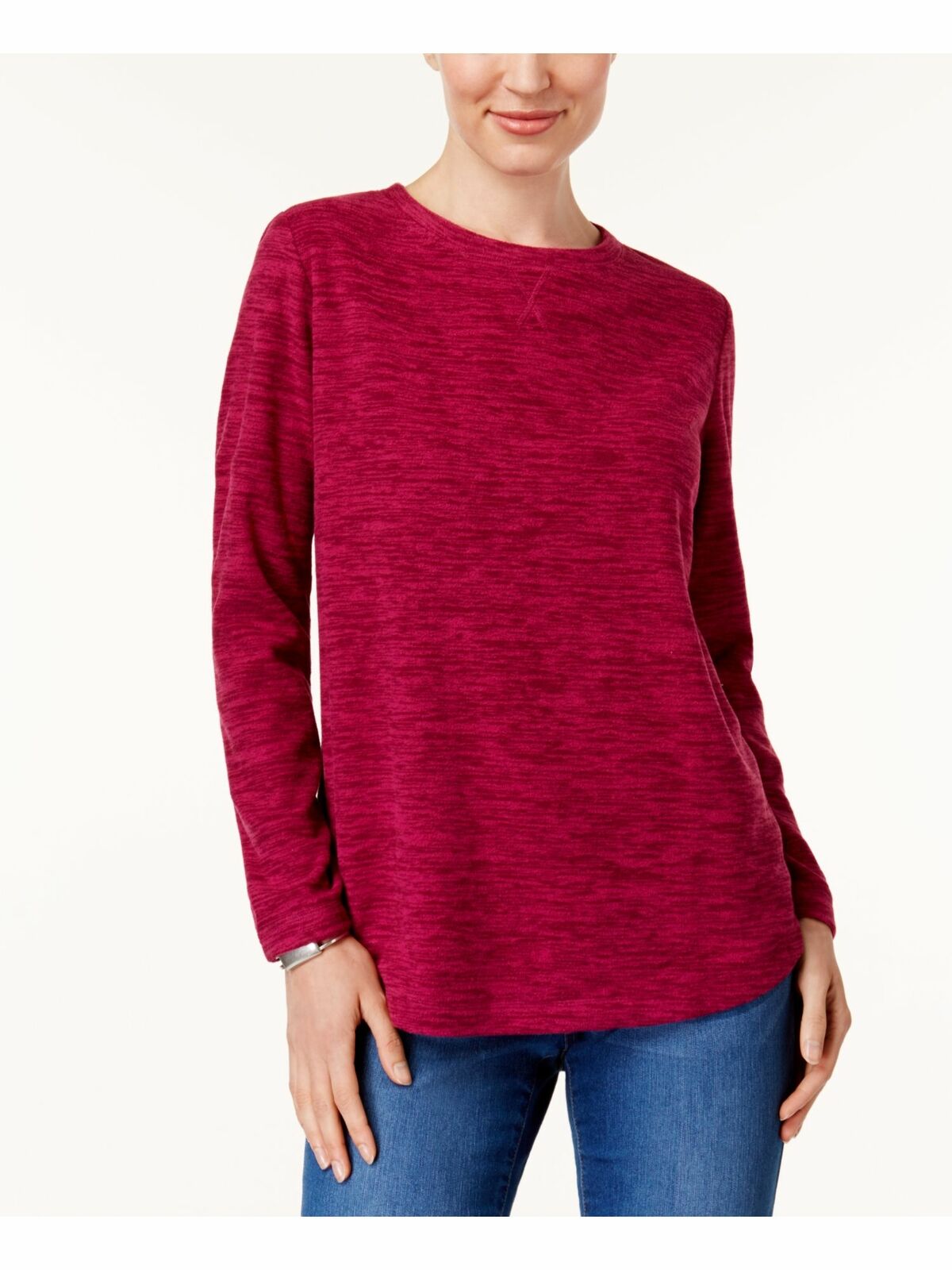 Karen Scott Women's Spacedye Microfleece Top Purple Size Medium