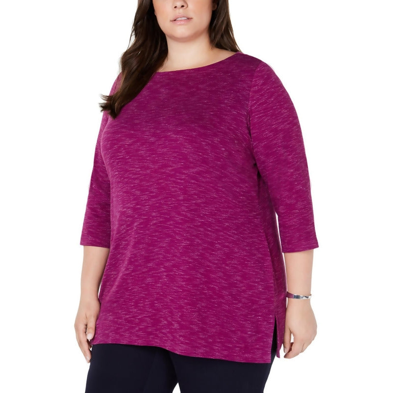 Karen Scott Women's Sport Space-Dye Microfleece Top  Purple Size Small