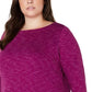 Karen Scott Women's Sport Space-Dye Microfleece Top  Purple Size Small