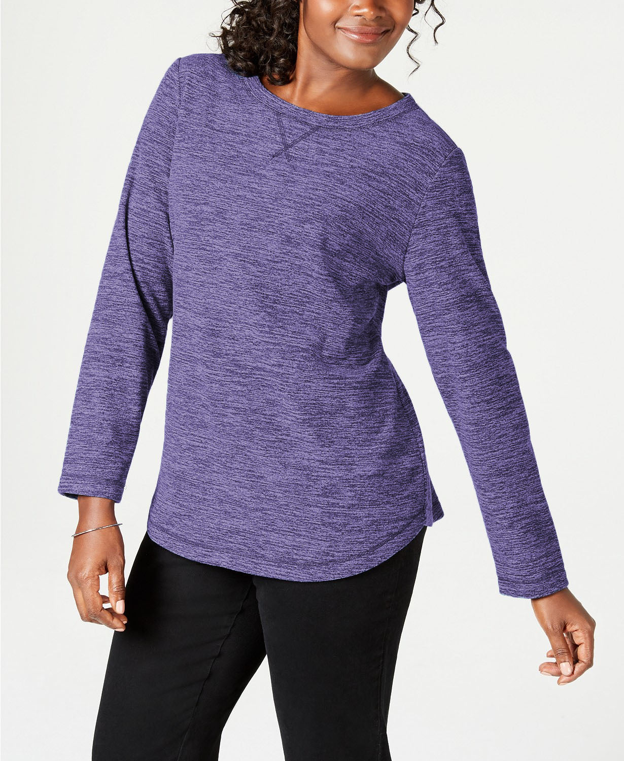Karen Scott Women's  Spacedye Microfleece Cassis Top Size Extra Large