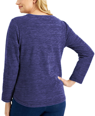 Karen Scott Women's  Spacedye Microfleece Cassis Top Size Extra Large