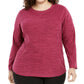 Karen Scott Women's Sport Space-Dye Microfleece Top Magenta Size X-Large