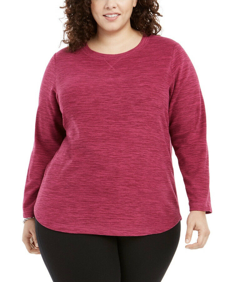 Karen Scott Women's Sport Space-Dye Microfleece Top Magenta Size X-Large