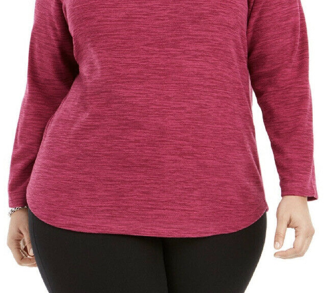 Karen Scott Women's Sport Space-Dye Microfleece Top Magenta Size X-Large