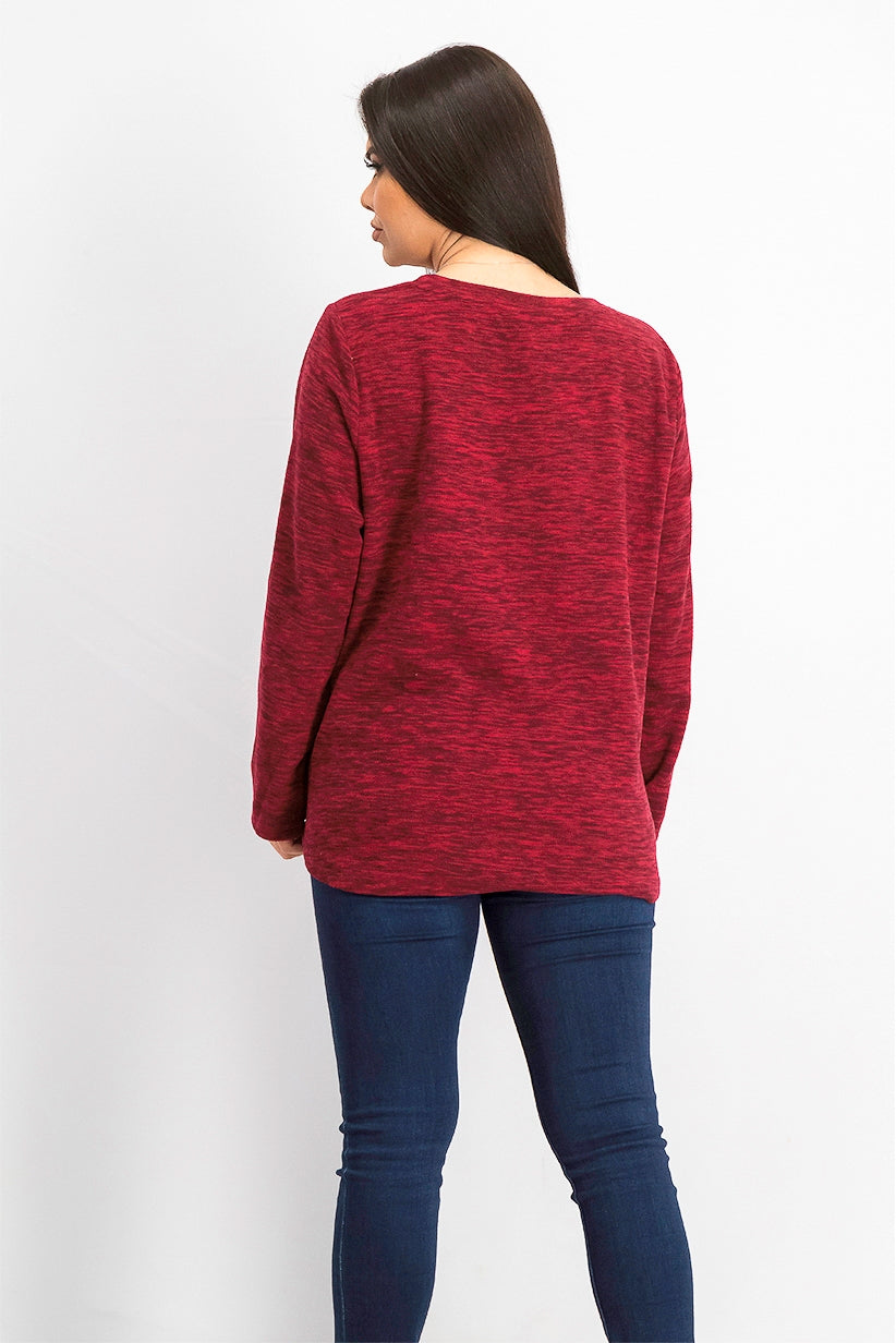 Karen Scott Women's Sport Space-Dye Microfleece Top Medium Red Size Medium