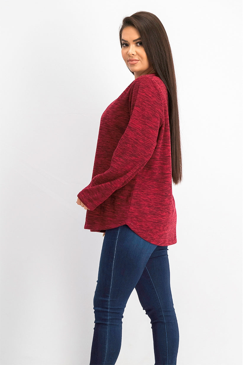 Karen Scott Women's Sport Space-Dye Microfleece Top Medium Red Size Medium