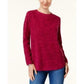 Karen Scott Women's Sport Space-Dye Microfleece Top Red Size Small
