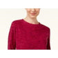 Karen Scott Women's Sport Space-Dye Microfleece Top Red Size Small