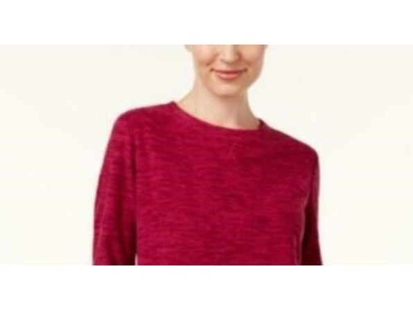 Karen Scott Women's Sport Space-Dye Microfleece Top Red Size Small