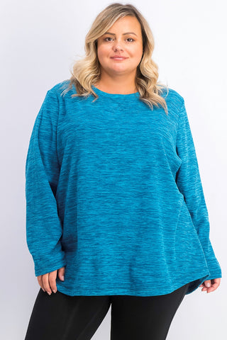 Karen Scott Women's Plus Size Marled Microfleece Top Blue Size 2 Extra Large