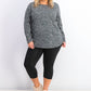 Karen Scott Women's Plus Size Marled Microfleece Top  Black Size 3 Extra Large