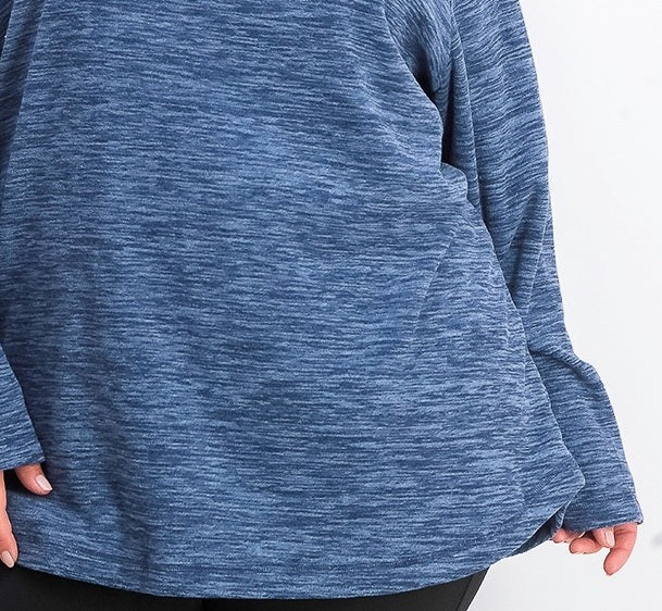 Karen Scott Women's Plus Size Marled Microfleece Top Blue Size 0X