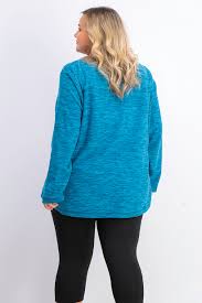 Karen Scott Women's Plus Size Marled Microfleece Top Blue Size Extra Large