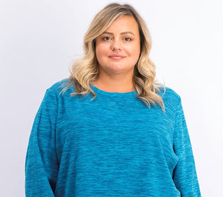 Karen Scott Women's Plus Size Marled Microfleece Top Blue Size Extra Large