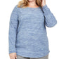Karen Scott Women's Plus Sport Space-Dye Microfleece Top Blue Size 3X