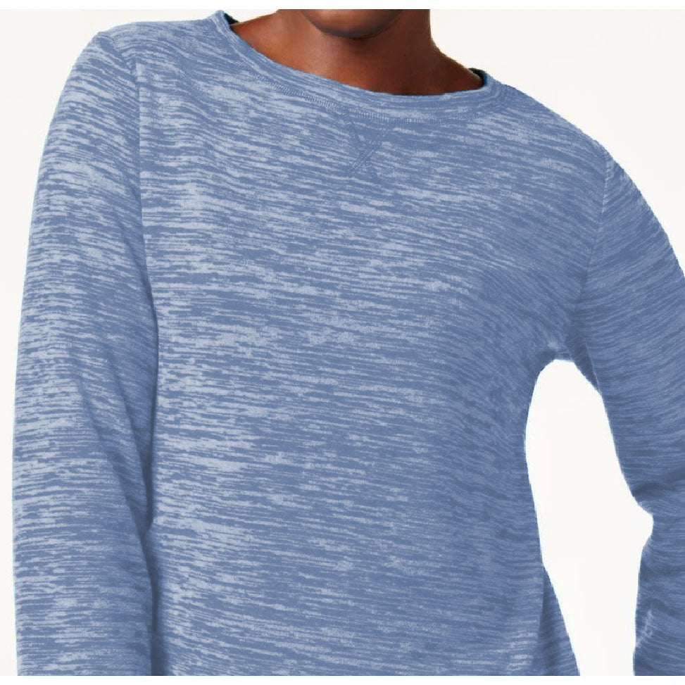 Karen Scott Women's Plus Sport Space-Dye Microfleece Top Blue Size 3X