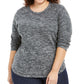 Karen Scott Women's Plus Size Marled Microfleece Top  Black Size 2 Extra Large