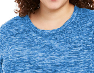 Karen Scott Women's Plus Size Marled Microfleece Top Teal Size 1X