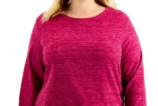 Karen Scott Women's Plus Size Marled Microfleece Top  Purple Size Extra Large