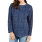 Karen Scott Women's Sport Printed Microfleece Top Blue Size Extra Large