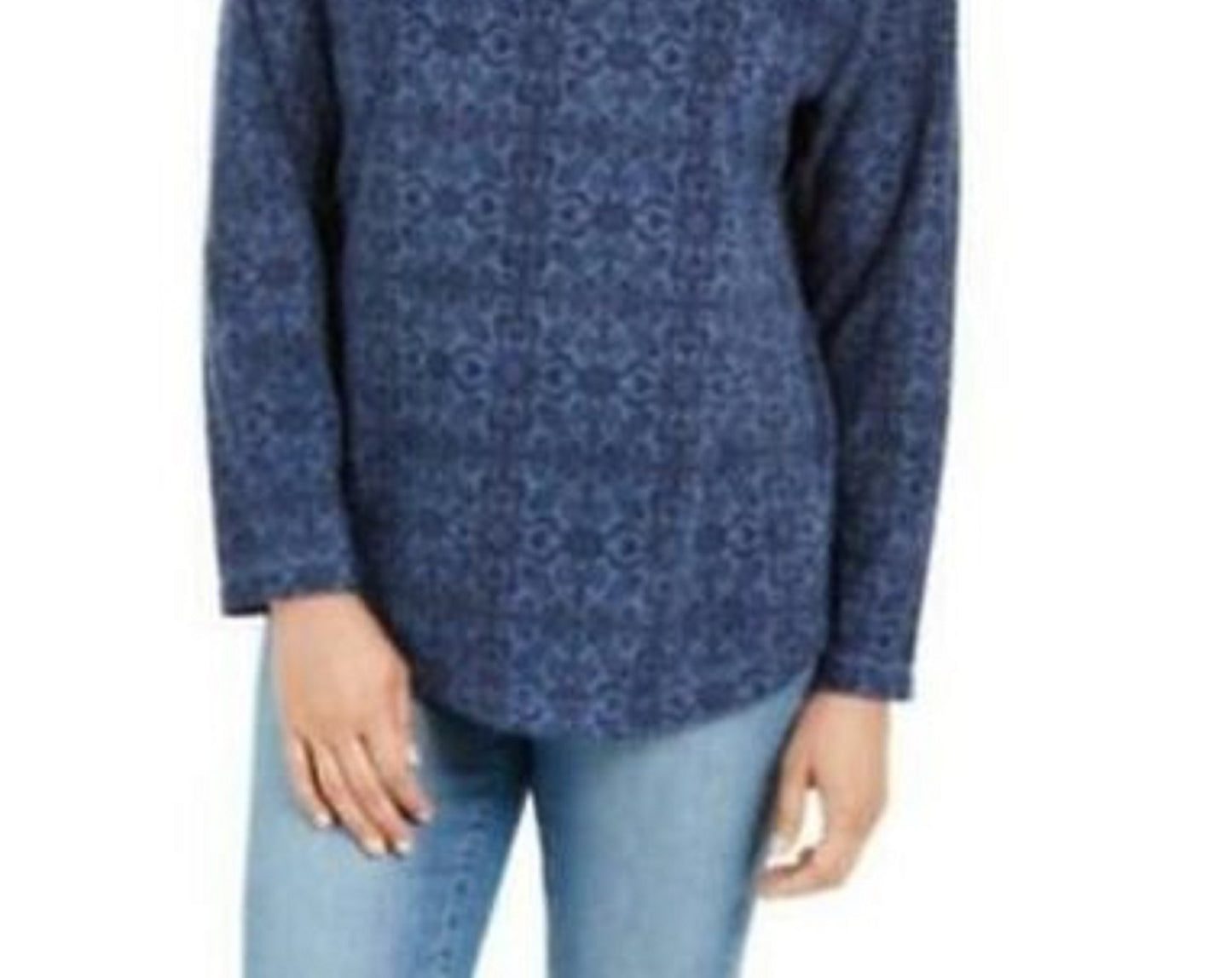Karen Scott Women's Sport Printed Microfleece Top Blue Size Extra Large
