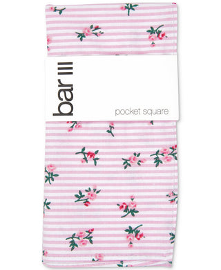 Bar III Men's Mccallister Floral Stripe Pocket Square Pink Size Regular