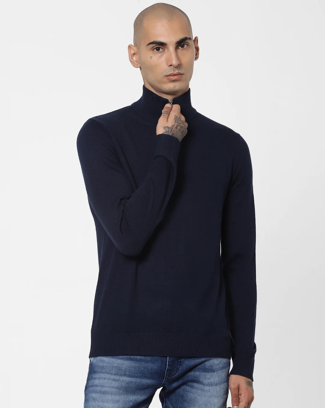 INC International Concepts Men's Elite Turtleneck Sweater Dark Blue Size X-Small